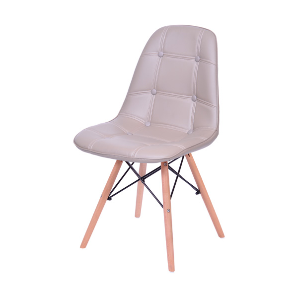 Eames Acolchoado em botonos com Base de Madeira